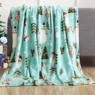 Flannel Christmas Throw Cozy Snowflake Elk Printed